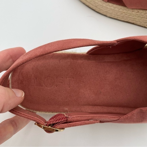 LOFT Platform‎ Strappy Espadrille Criss Cross Summer Sandals Salmon Pink 9 NWOT - Picture 3 of 8